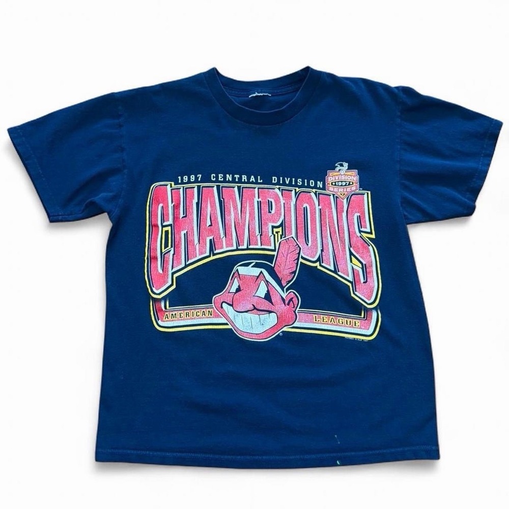 Vintage 90s Cleveland Guardians Champions MLB Baseball Sports T-shirt M 19x23"